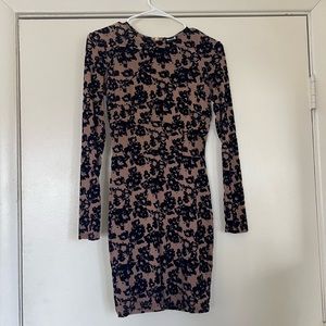 Navy& Nude Bodycon Longsleeve Dress